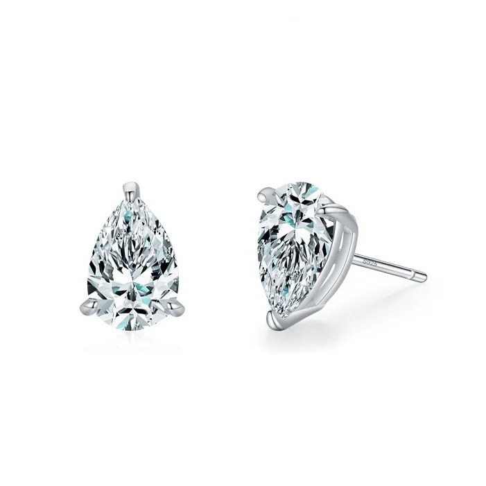 

S925 Pure Silver Drop-shaped Simulated Diamond Zircon Trendy Earings for Women Wedding Party Gift Wholesale