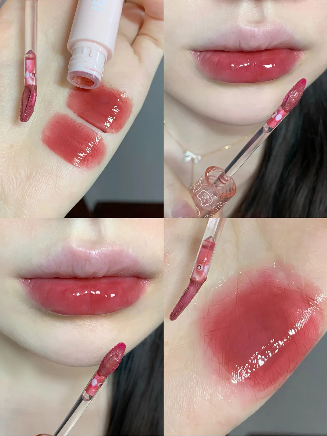 Juego de brillo de labios hidratante de gelatina de cristal, lápiz labial Sexy, taza antiadherente, tinte de labios impermeable, Cosméticos de larga duración