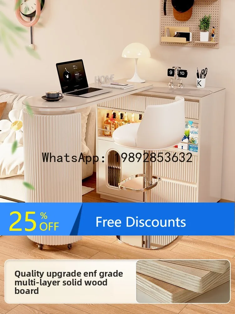 XLL High-End Small Apartment Island Cabinet Home Solid Wood Storage Cabinet Living Room Sofa Extendable Side Cabinet