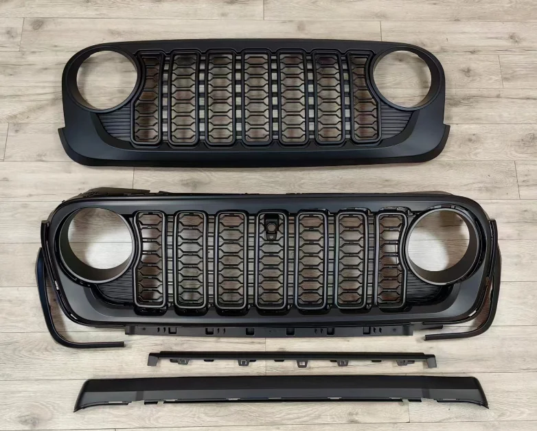 New arrival 2024 year JL Style Black Mesh Car Front Grille For Jeep Wrangler  and JT 2018-2023 offroad accessories