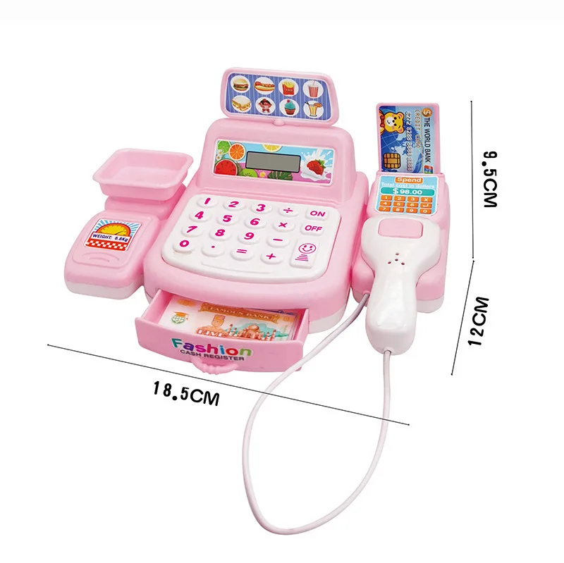 Mini Simulation Scanning Card Supermarket Cash Register Toys Interactive Children Plastic Cash Register Shopping Play House Toys