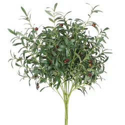 110cm/95cm Artificial Olive Green Leaves Tree Branches Christmas Fruit Silk Artificial Plants Photo Props Home Wedding Decor