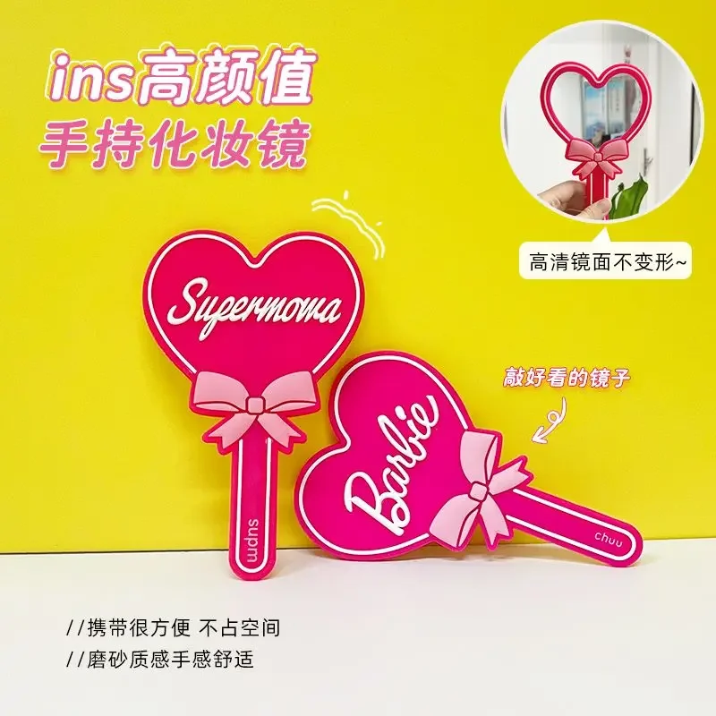 MINISO Cute Barbie Girl New Style High-Looking Fashion Versatile Simple Modern Creative Love Portable Handheld Makeup Mirror