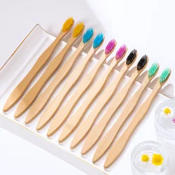 5/10pcs bamboo soft hair toothbrush gourd shaped handle independent kraft paper packaging for adults