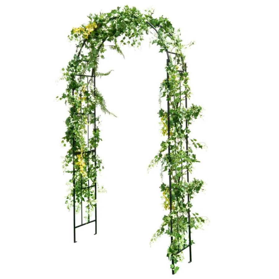 

7.5 Feet Metal Garden Arch for Climbing Plants and Outdoor Garden Decor: Powder-Coated Steel, Black, Rust-Resistant Sturdy Supp