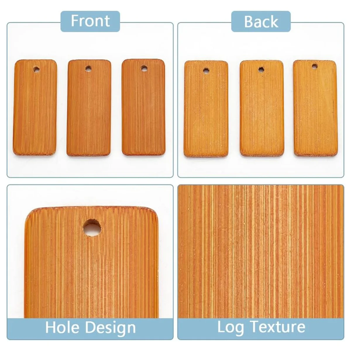 ELBA_60PCS Wooden Tags Key Ring Blanks for Keychain Wine Bottle