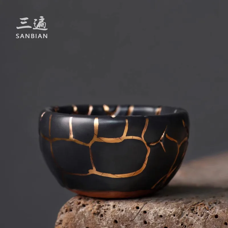 

Three Time Handmade Shi Yaki Master Single Cup Jingdezhen Creative Wabi Sabi Style Tea Ceramic Coarse Pottery