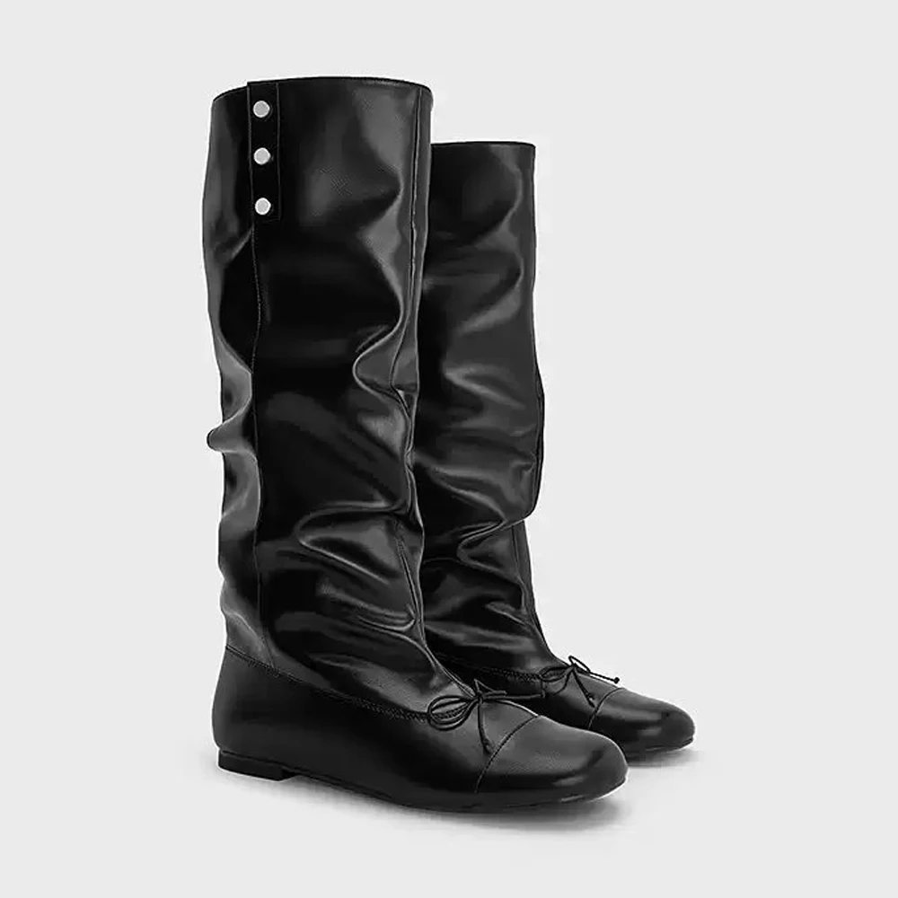 

FWRD Women's Flat Ruched Foldable Fleece Knee-High Boots, Comfortable Fashion Shoes for Daily, Travel & Streetwear #FWRD000243
