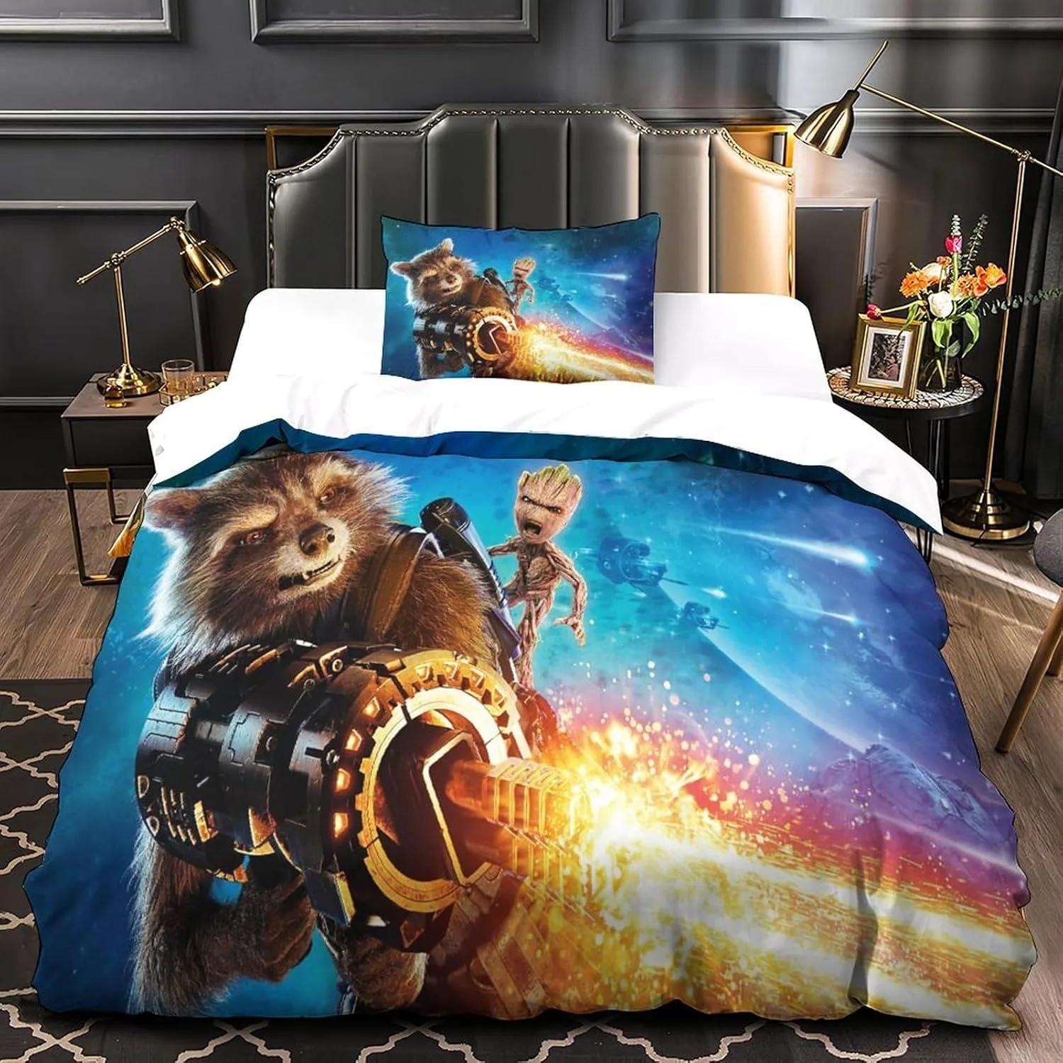 Disney Marvel Heroes Print Bedding Set,Guardians of the Galaxy Groot Duvet Cover Sets,Cartoon Quilt Cover Set Gift To Teenagers