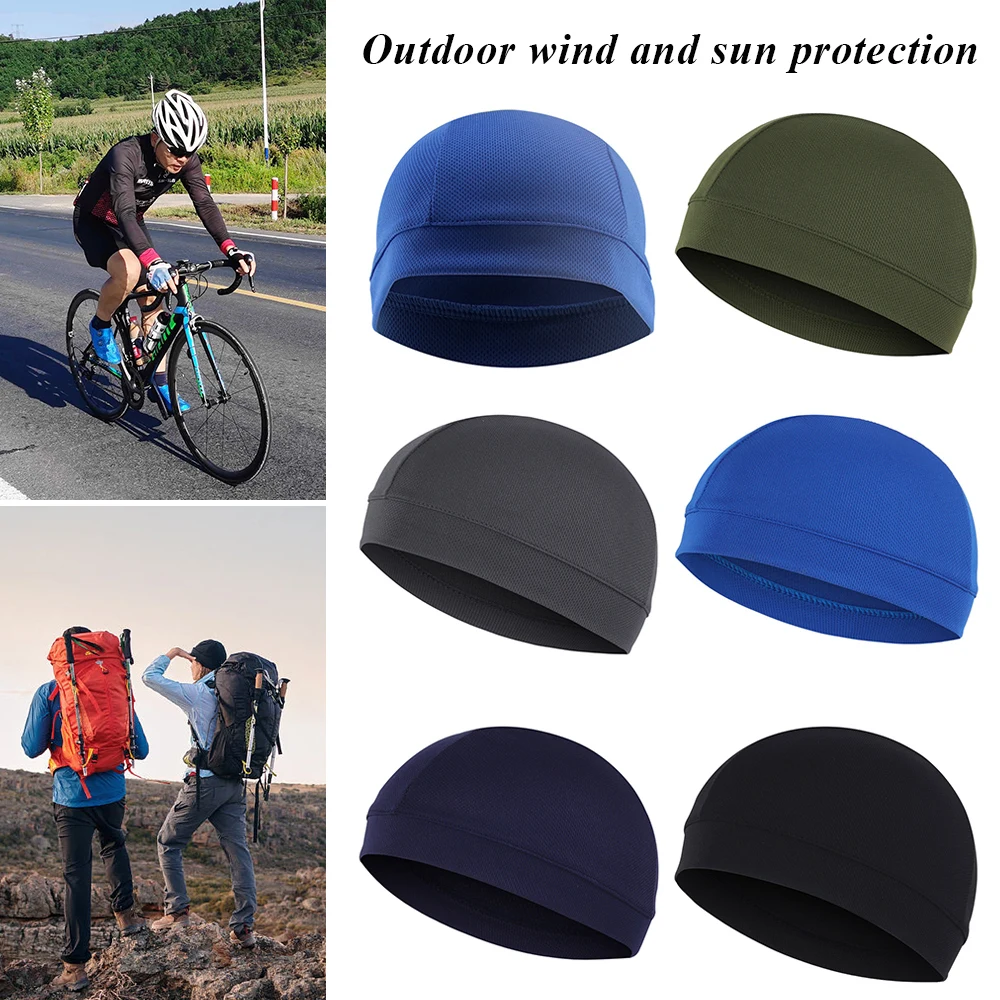 Unisex Cycling Cap Motorcycle Bike Hat Outdoor Mesh Breathable Quick Dry Cap Summer Anti-UV Windproof Liner Sports Inner Caps