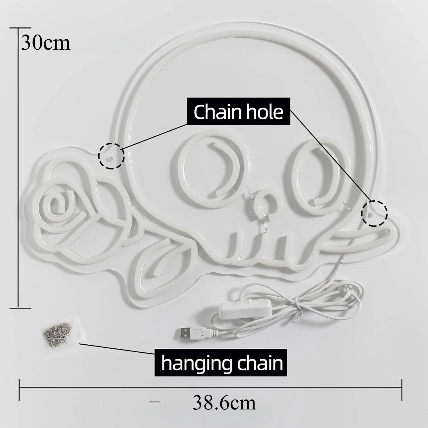 Skeleton Flower Led Neon Light Dimmable Sign USB Powered Aesthetics Neon Sign For Wall Room Flower Shop Decor Birthday Gift