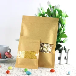 8pcs/pack Heat Seal Stand Up Valve Ziplock Kraft Paper Pack Bags W/ Frosted Window Biscuit Doypack Zipper Storage Pouch