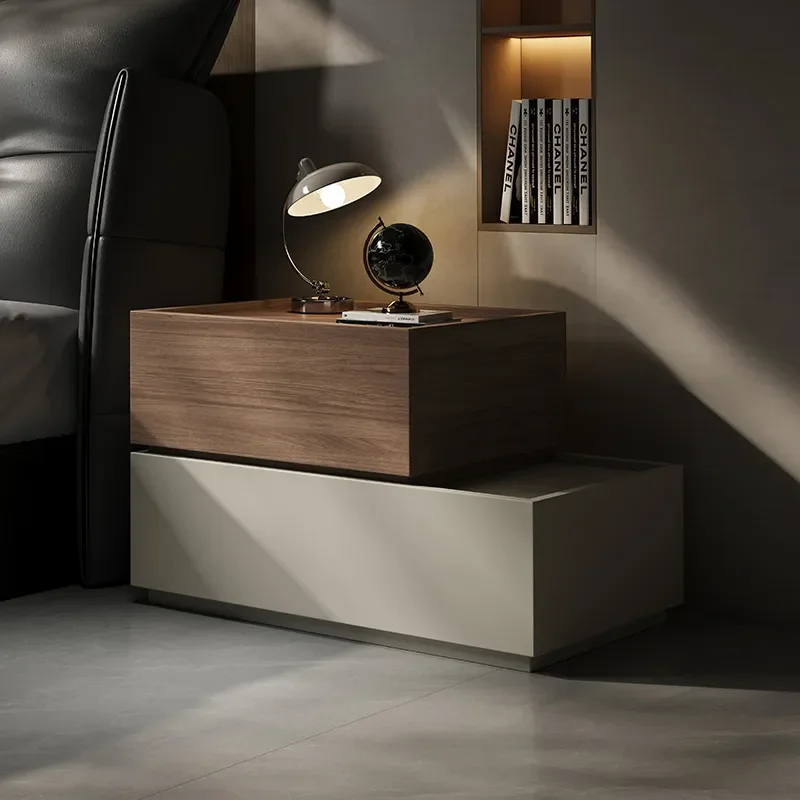 for Creative Solid Wood Bedside Table Household Bedroom Building Block Nightstand Modern Simple Small Storage Side Cabinet