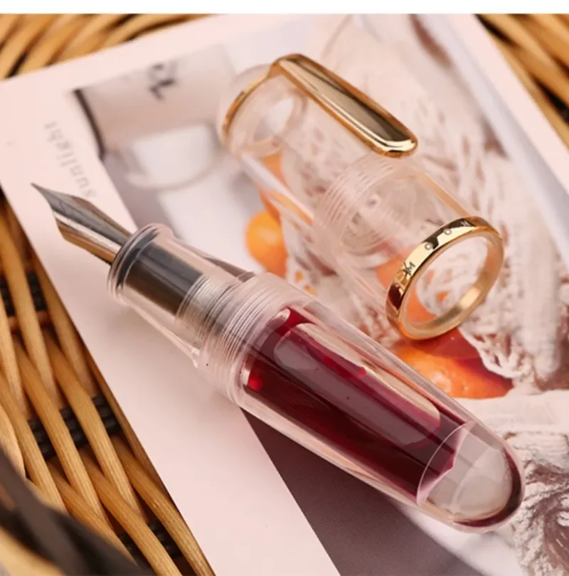 MAJOHIY Q1 Pen Short Cute Ink Pen Gift Box Hand Ledger Fine Pointed Pen Male and Female Students' Writing Practice Small Fat Pen
