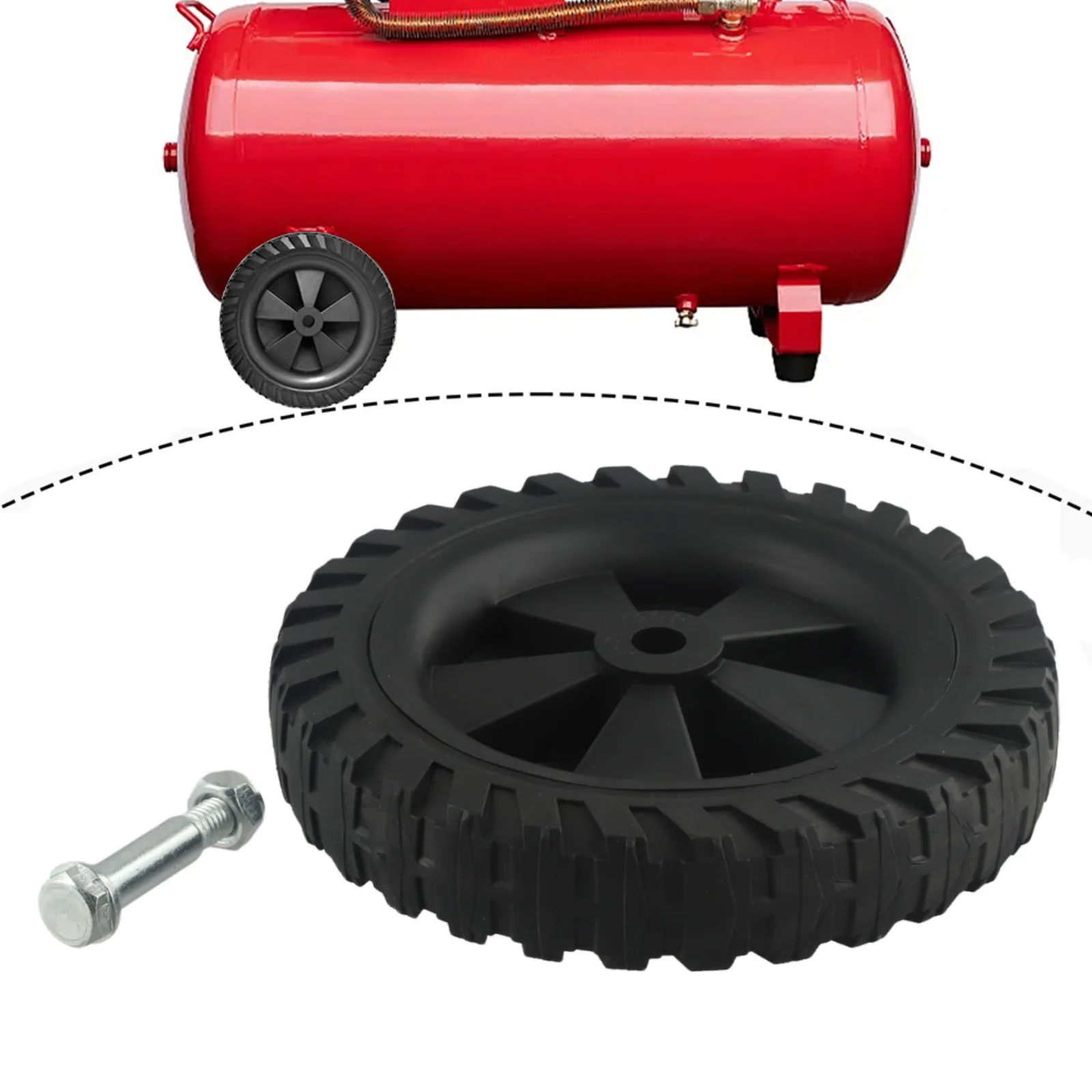 7inch Air Compressor Wheels Replacement Parts Shock Absorption Non-Slip Silent Air Compressor Caster Wheels Come With Screws