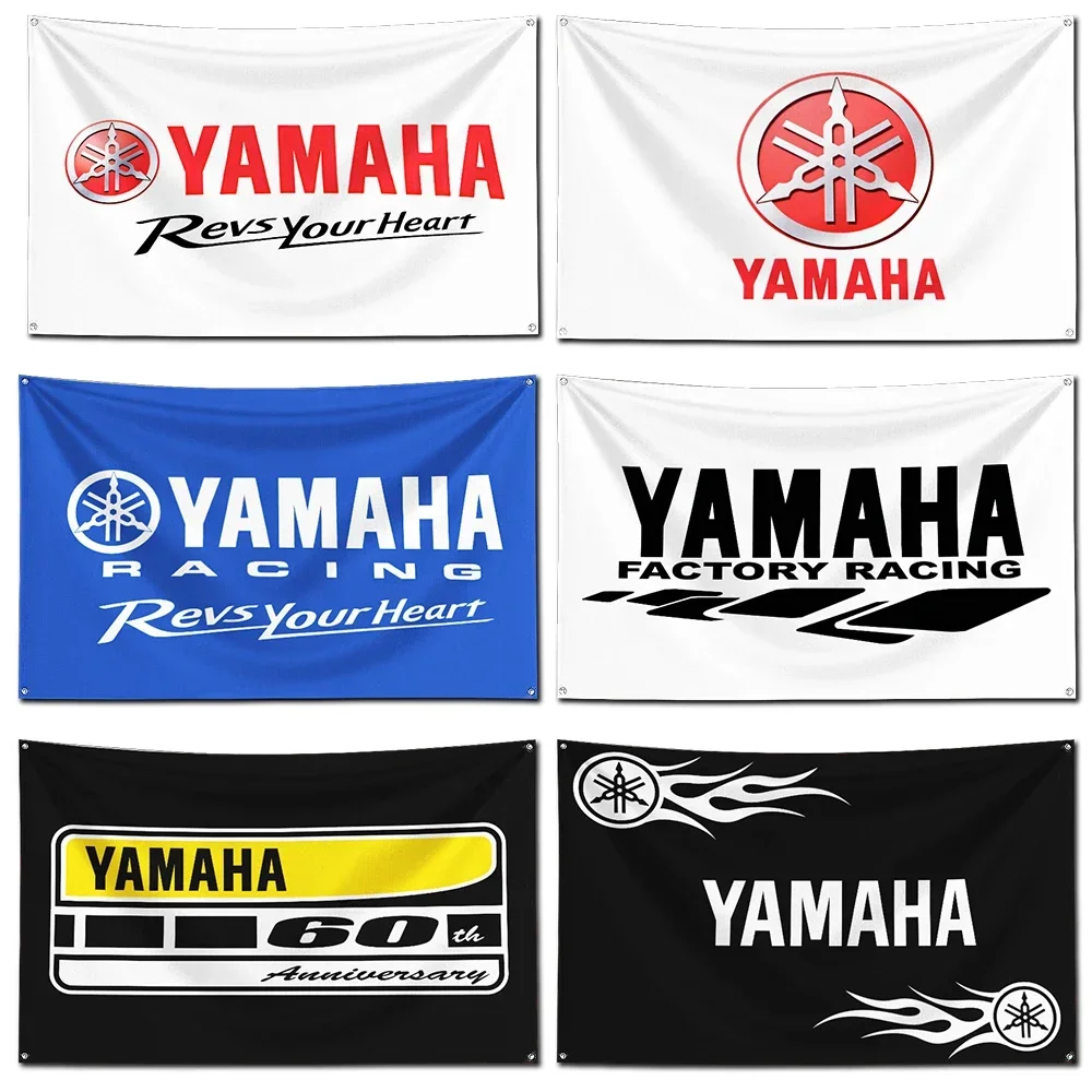 Moto Racing Y-YamAhaS Flag Polyester Digital Printing Banner for Garage Wall Art Out Door Decoration With Brass Grommets