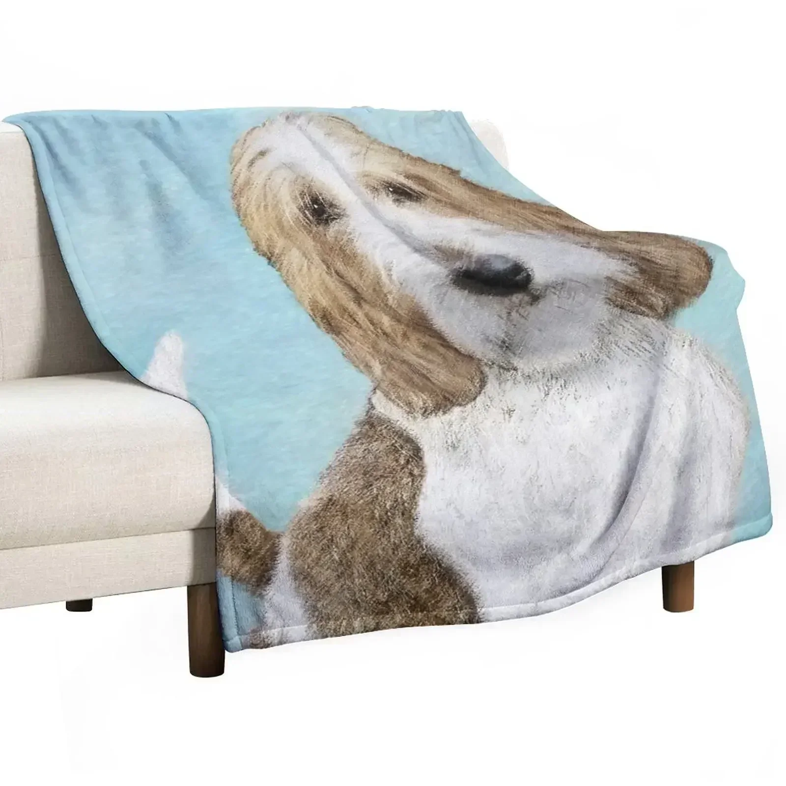 

Grand Basset Griffon Vendeen - Original Dog Art Throw Blanket Soft Solid Color Blanket for Couch Bed