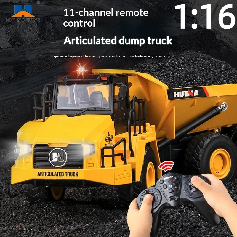 New Hot Huina 1553 Articulated Dump Truck 1:16 Remote Control Bulldozer 11 Channel Large Transport Dump Truck Toy Model