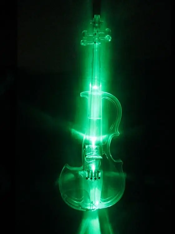 acoustic Acrylic transparent electronic violin 4/4 with colorful LED lights stringed instrument free shipping speaker with bow