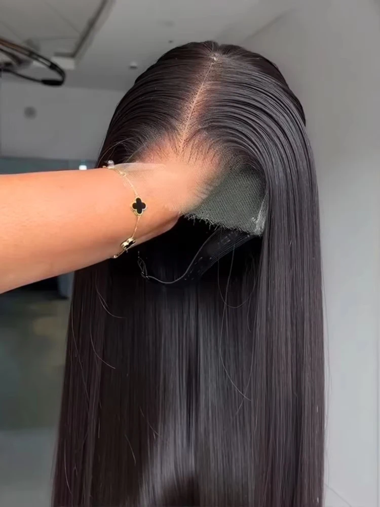 Perruque vietnamienne sans colle en cheveux humains 100% naturels, pré-épilée 7x5, prête à l'emploi, lisse, avec dentelle frontale HD 13x4 13x6