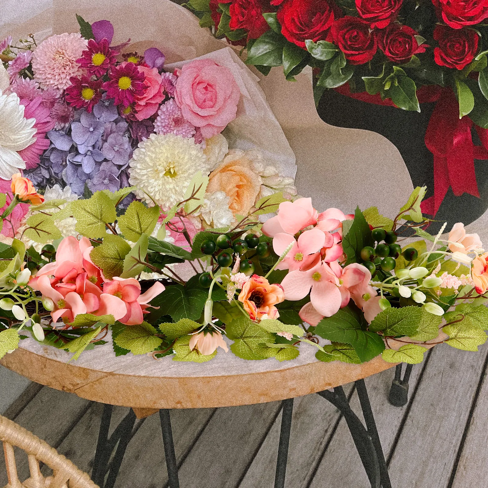 

Simulated Hydrangea Candlestick Ornaments Wedding Decor Artificial Flowers Pink Lavender Living Room Table Centerpiece