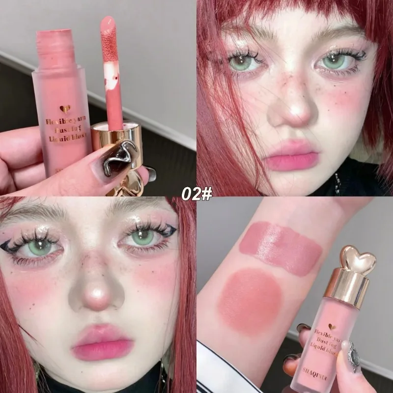 Flüssiges Gesicht Rouge matt natürliche Pfirsich Wange Tönung glatte Wange Auge Lippen Mousse erröten Text marker Stick dauerhafte Kontur Make-up