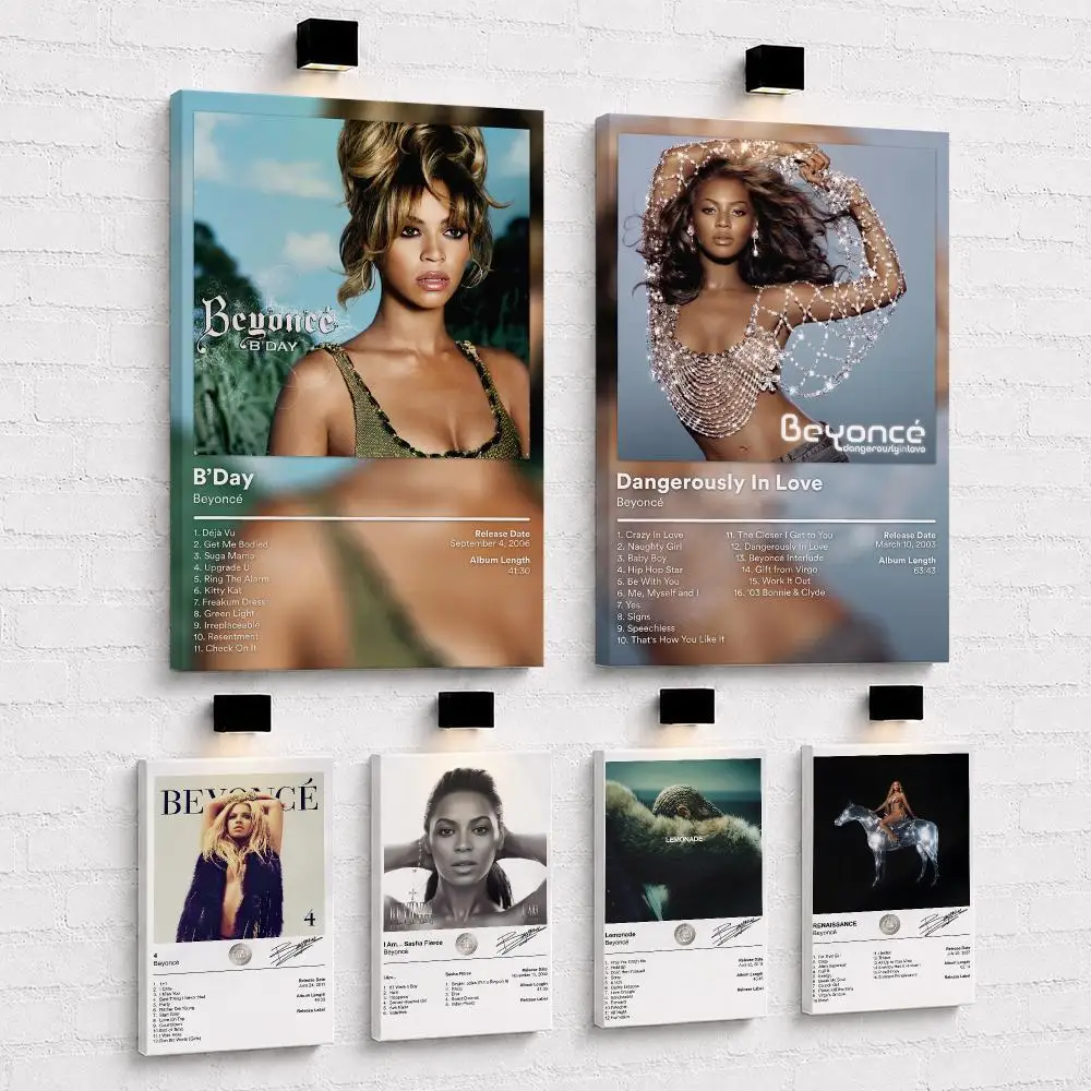 Singer Album B-Beyonce Framed Wall Painting Ready to Hang Canvas Wall Art Poster for Bedroom Living Room Home Decor Gift