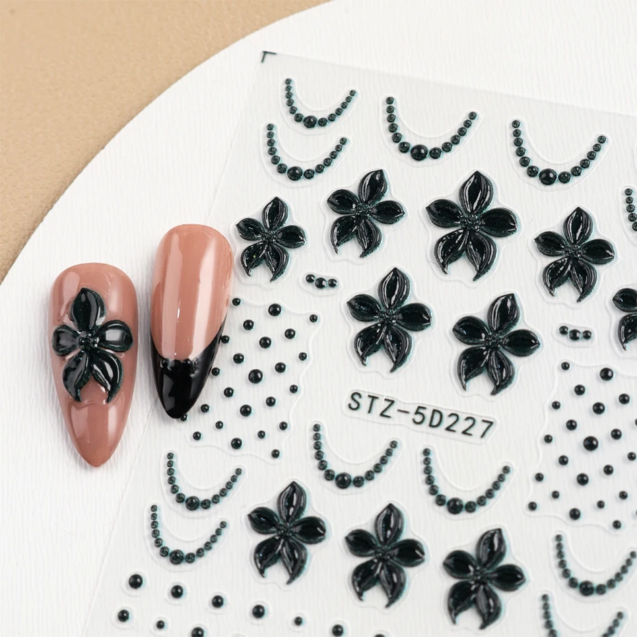 5D Kabartmalı Siyah Zambak Çiç - Nail Art Full Design incelemesi ve fiyatı