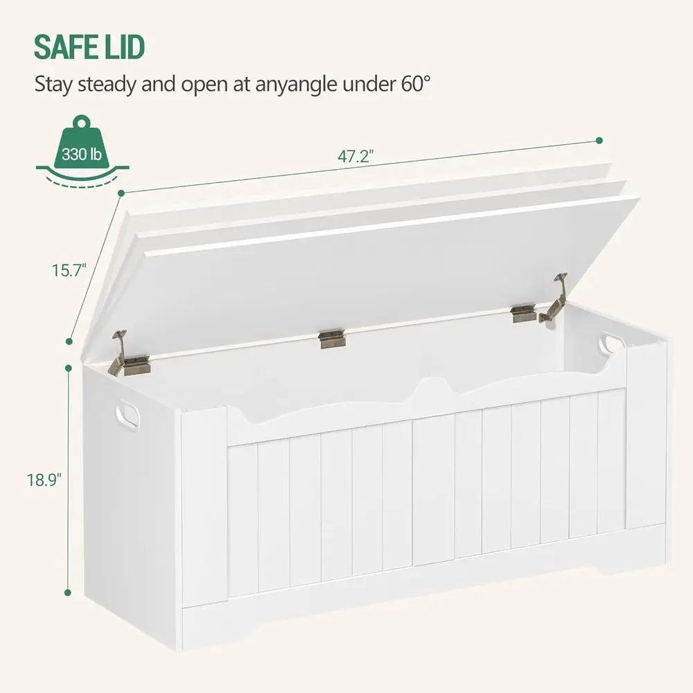 Baúl grande de madera para banco de almacenamiento, organizador de zapatos con tapa elevable, blanco SB28603X para entrada, dormitorio, sala de estar