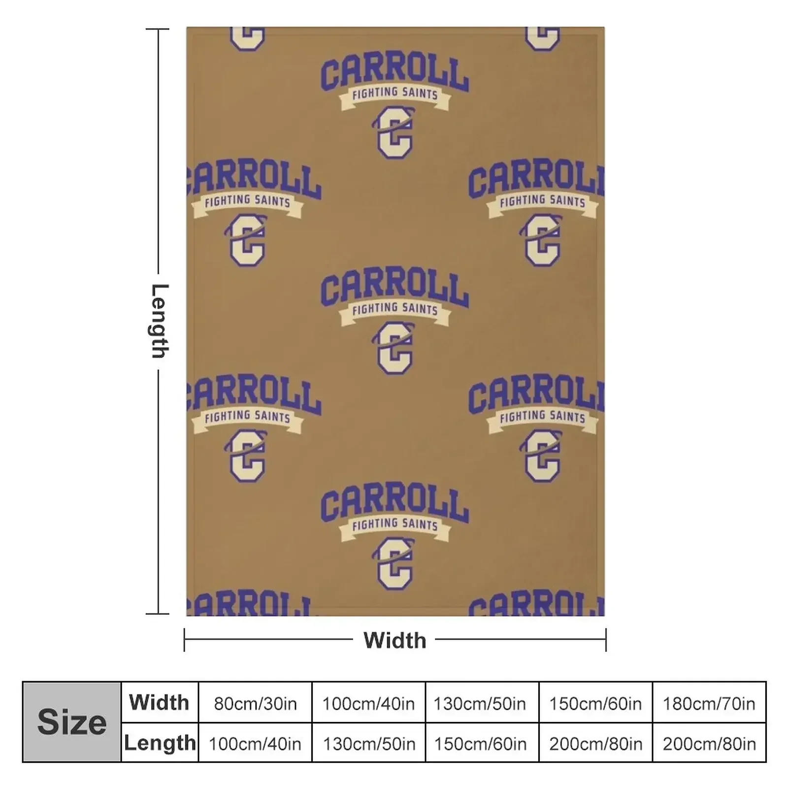 Carroll Fighting Saints Throw Blanket couch cozy soft plush fuzzy picnic outdoor blanket