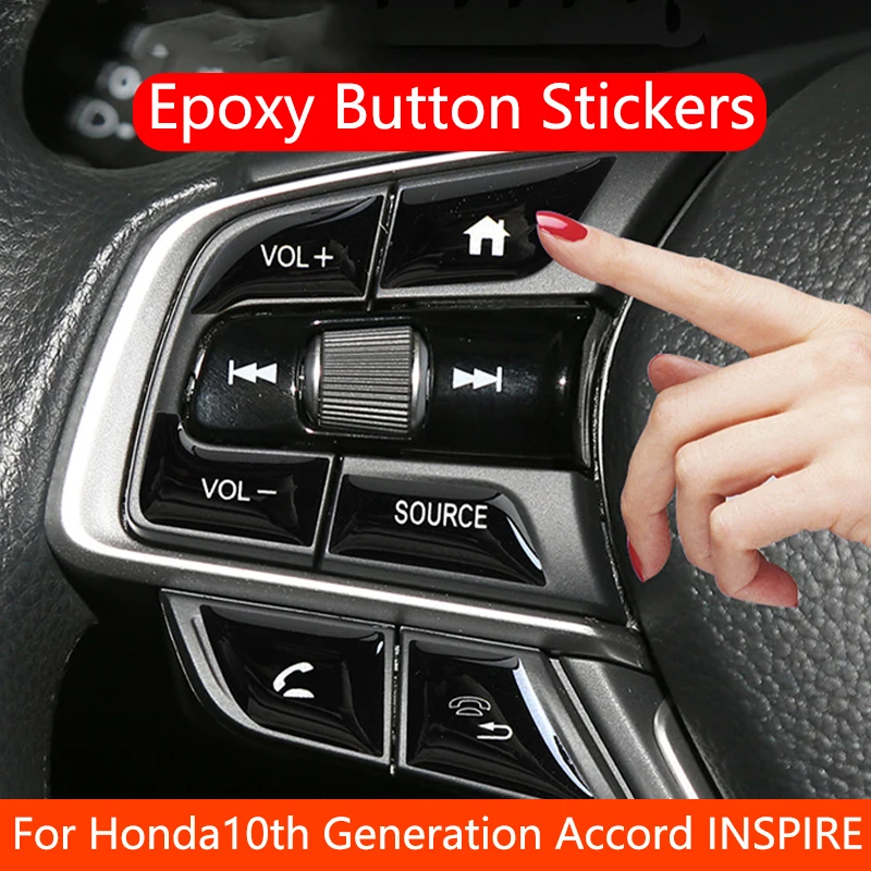 Car Interior Epoxy Button Stickers Button Decoration Accessories Protection Trim For Honda10th Generation Accord INSPIRE