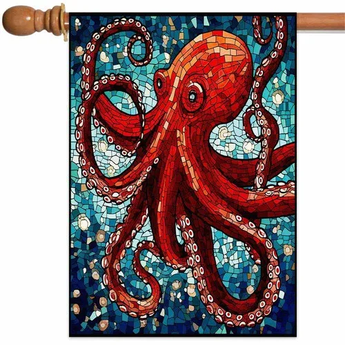 Funny Octopus Garden Flag Patio Banner Small 12x18in，Large 28x40in JJE DDI GGX