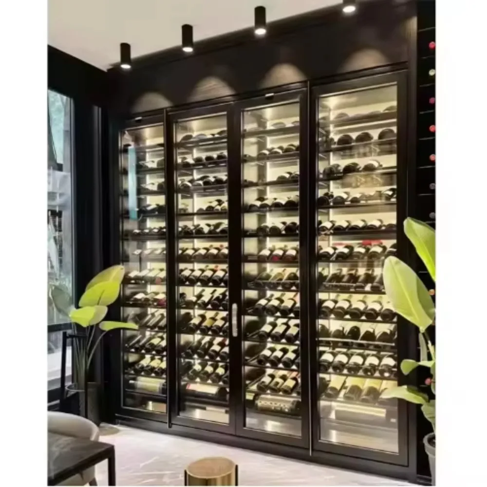 

Black Quality Home Living Room Wine Cellar Wine Display Cabinet Stainless Steel Wine Cabinet bar Cabinet Living Room Furniture