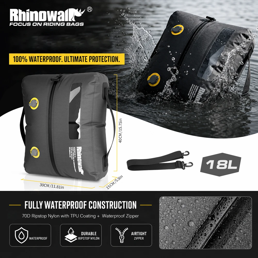 Rhinowalk Compression Storage Bag Waterproof 18L Motorcycle Panniers Luggage Inner Pack With Separate Air Inlet&Outlet Valves