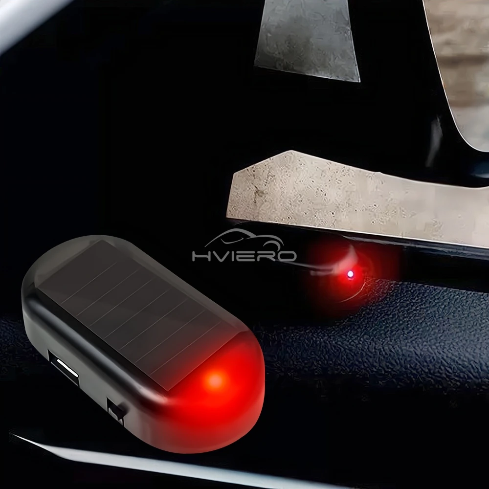 1-5X Solar Powered Car Fake Security Light Simulated Dummy Alarm Wireless Warning Anti-Theft Caution Lamp LED Flashing Imitation