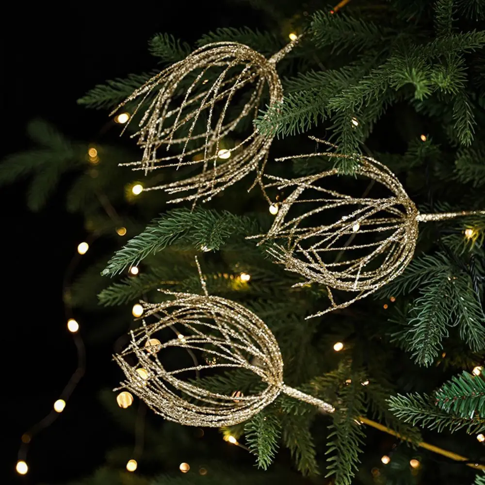 32CM Christmas Tree Picks Firework Sparkling Powder Lifelike Xmas Tree Filler Picks Plastic Simulation Firework Glitter Stems