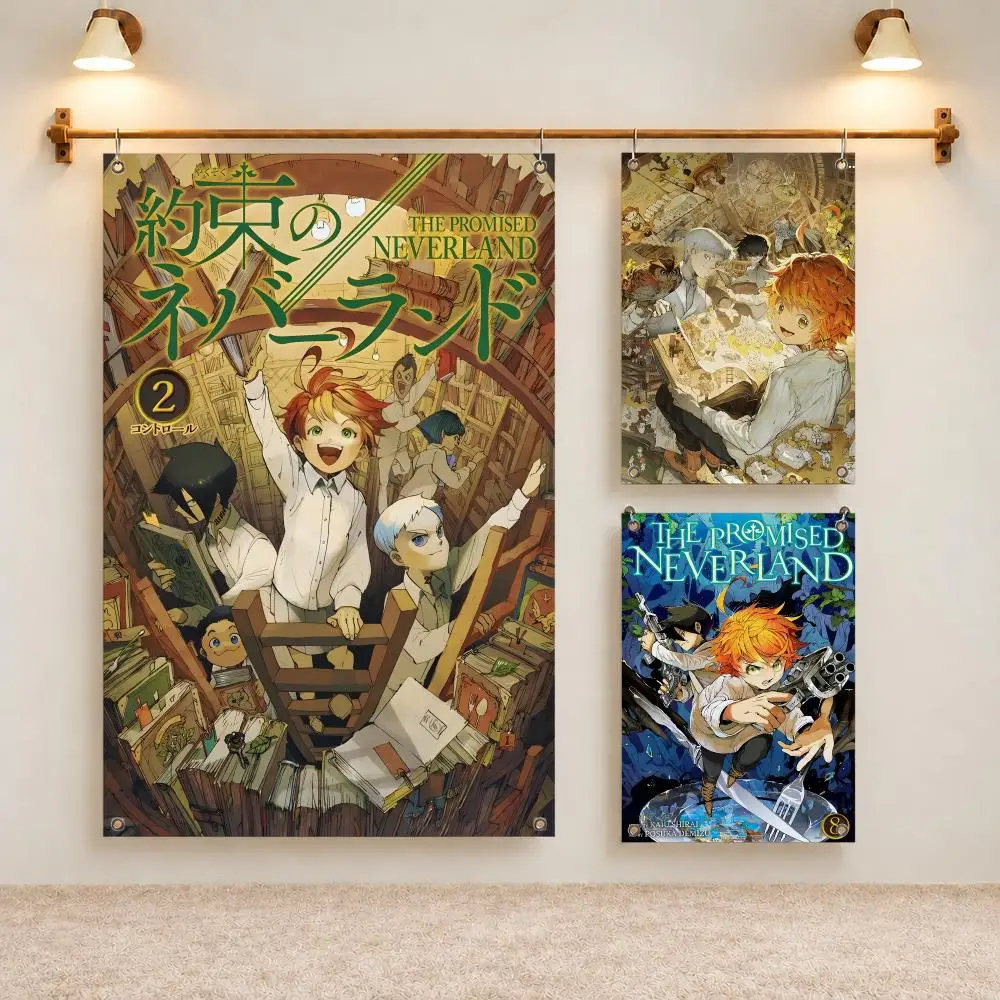 Thrilling Anime P-Promised Neverland Flags Indoor Outdoor Decor Easy Hanging Assembly Bright Ornament