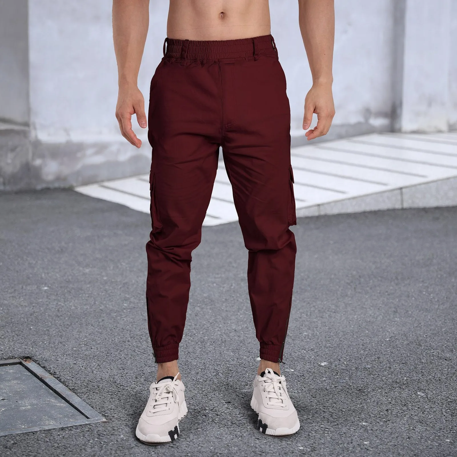 Pantalon de sport pour homme, vêtement de course, de jogging, décontracté, respirant, solide, pour document, été, 2024