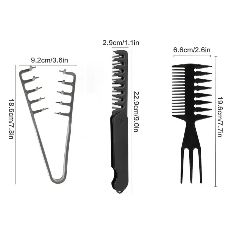 3Pcs Hair Styling Comb Kit Men Women Instant Volume Texture Comb For All Hair Types Voluminous Wide-Toothed Anti Static Comb