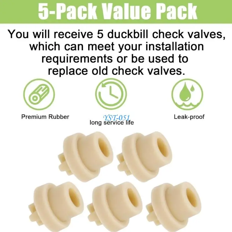 E15A Pack Of 5 Plastic Check Valves Duckbill Replacement Parts Non Return Watermole Gate Easy to Use for Pump Applications