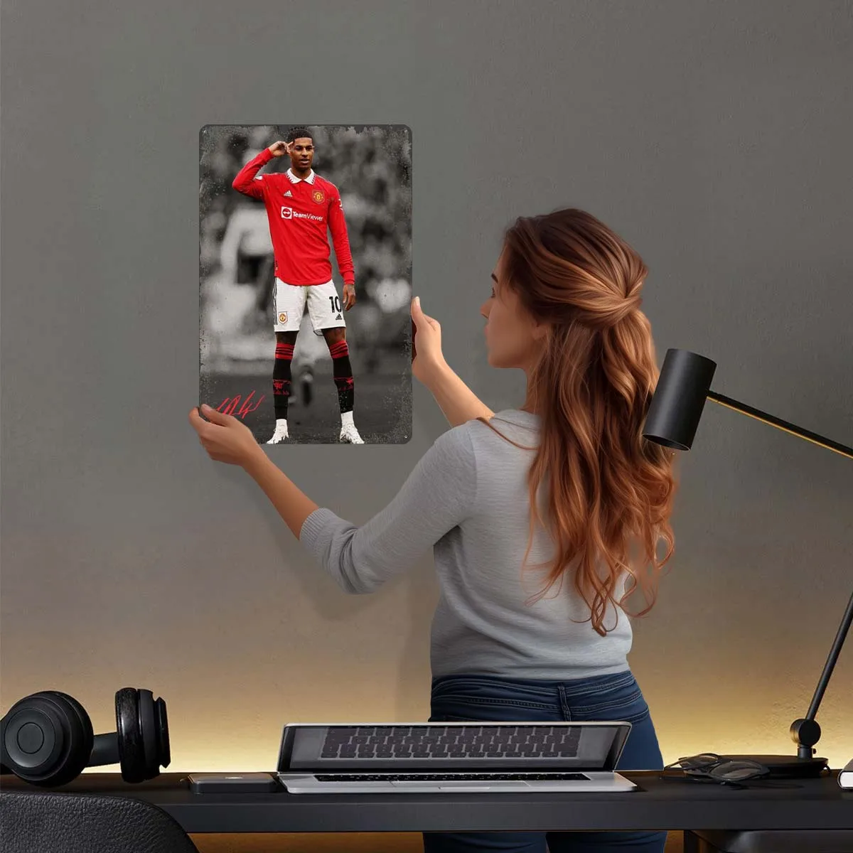 Marcus Rashford Metal Sign Sports Poster Accessories for Home Decor Items Customizable Tinplate Signs for Wall Art Decoration