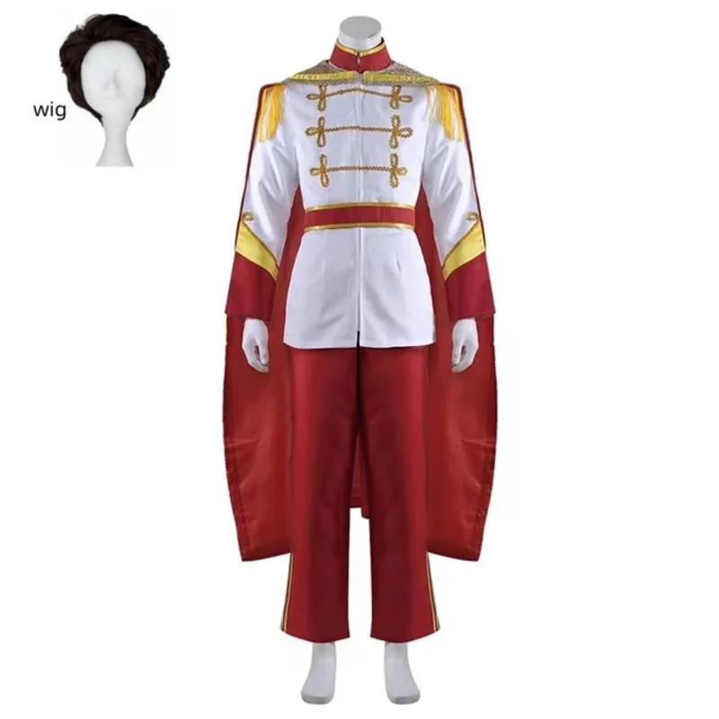 Movie Prince Charming Kit Adult Cinderella Prince Charming Cosplay Costume For Men Wig Custom Made