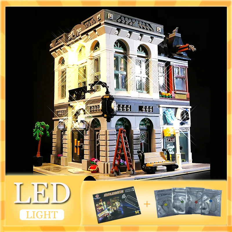 LEGO 10251 시티 스트리트 모델용 DIY LED 조명 키트, 15001 은행 하우스 빌딩 브릭 세트 (블록 모델 제외, LED 조명만 포함)