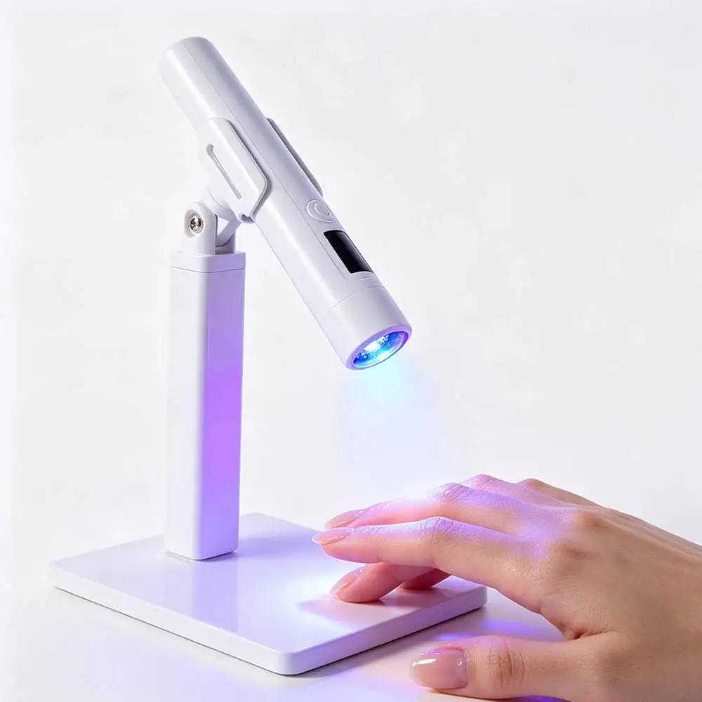 Portable UV LED Nail Lamp 2 Modes Fast Curing Nail Dryer Lamp with Stand LED Display with Silicone Nail Stamp