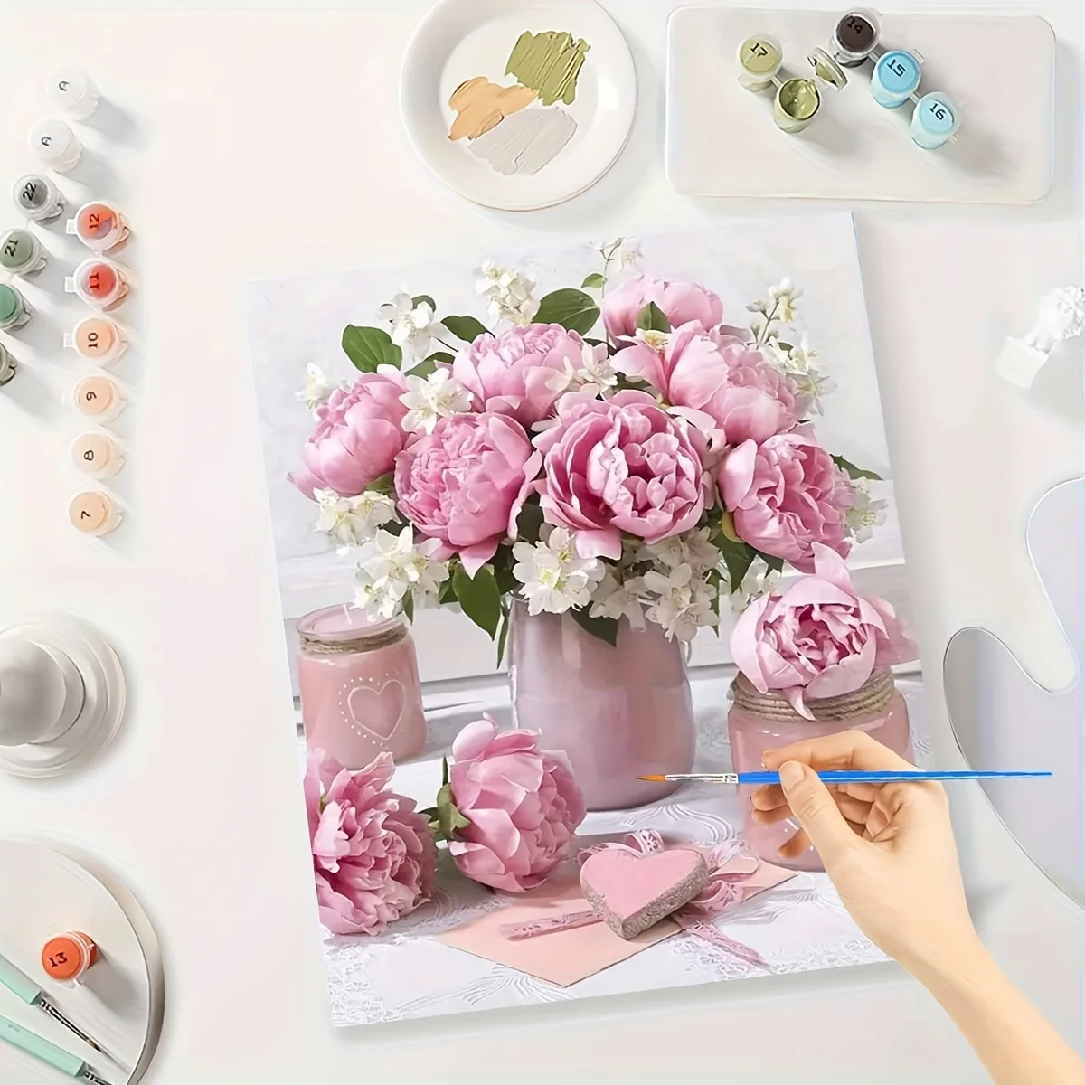 Professional Art Use Beginner-Friendly Paint by Numbers Sets Featuring Pink Floral Designs, Perfect for Home Decor. an Ideal Gif