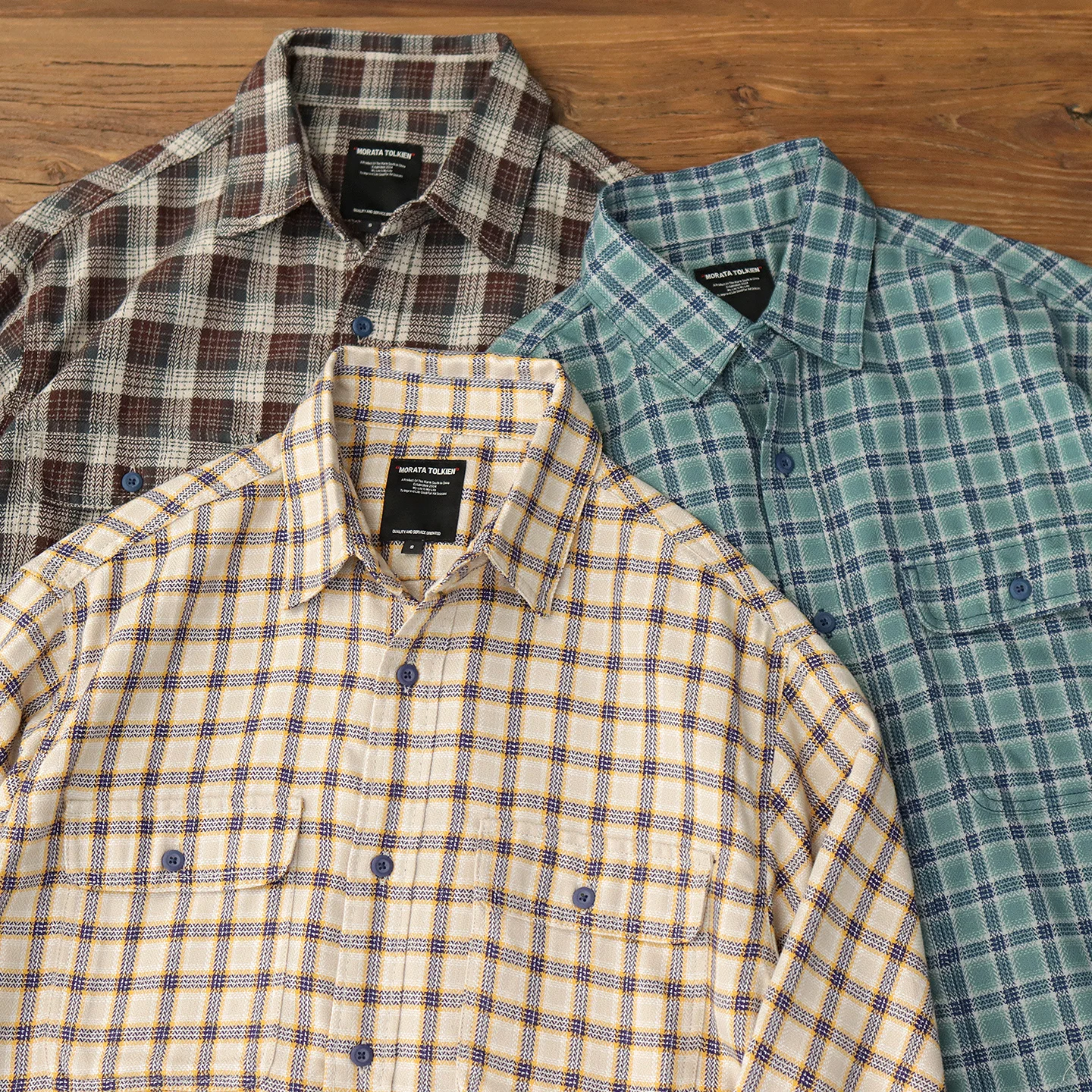 2025 Autumn New Japanese Retro Long-Sleeve Lapel Thick Plaid Cargo Shirt Men's Simple 100% Cotton Washed Casual Loose Jacket