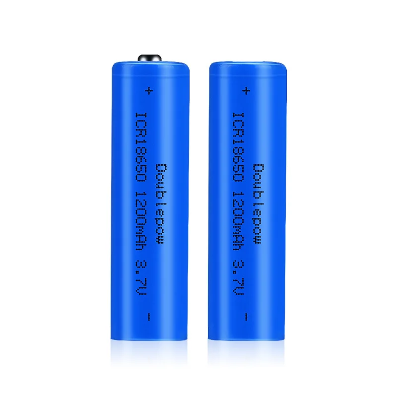 Doublepow Li Ion Battery 18650 3.7V Rechargeable Lithium Batteries 1200mAh Flat/Pointed Head for Small Fan Flashlight Amplifier