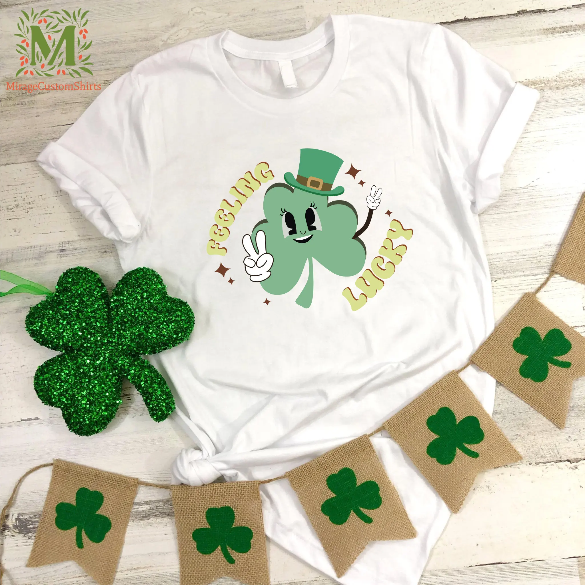 Retro Lucky T Shirt Vintage St Patricks Day Cute Shamrock Women Irish