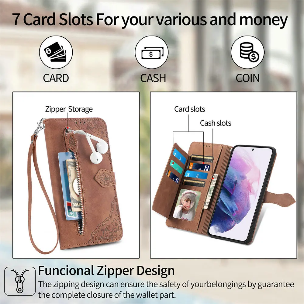 Realme 16 15 14 13 Pro Plus 12 4G 5G Zipper Leather Case Card Funda Realme 12 Case Realmi 12 13 14 15 16 Pro+ Wallet Cover Funda