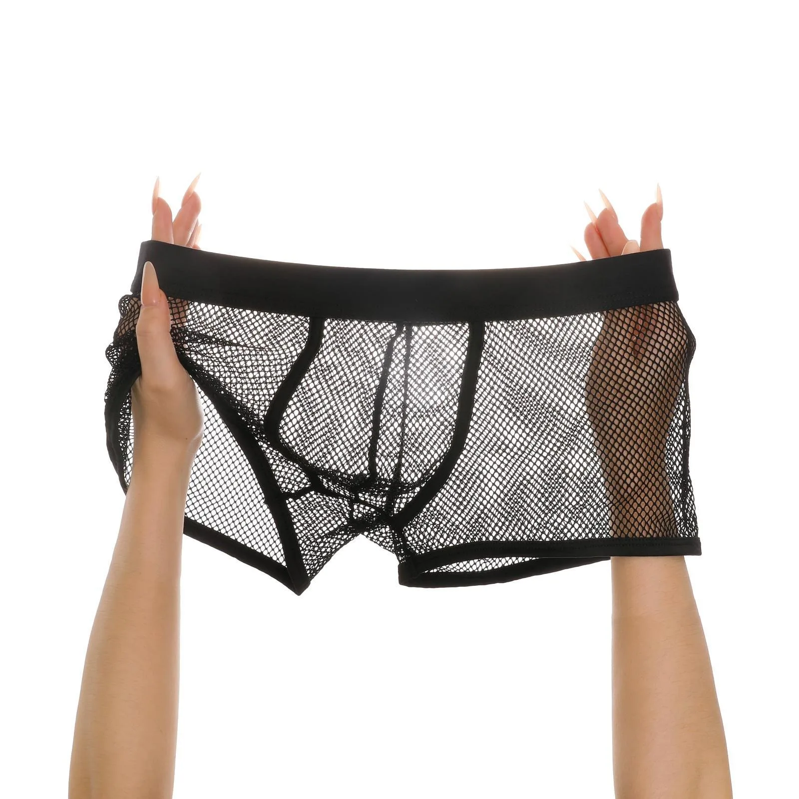 

Мужское нижнее белье, сексуальные сетчатые прозрачные трусы, эластичные дышащие U-образные трусы-боксеры, шорты